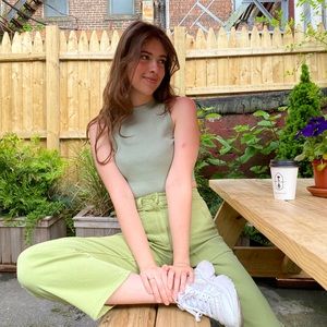 Cropped Utility Green Denim Aritzia Wilfred Free Pants